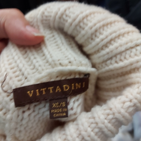 Adrienne Vittadini Turtleneck Poncho Sweater Wool x Cashmere Cream Size XS/S - Picture 7 of 7